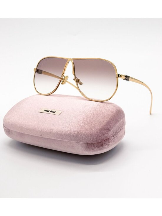 New Miu Miu MU A56S Oversized Gold Brown Sunglasses MUA56S 5AK90L main image 13
